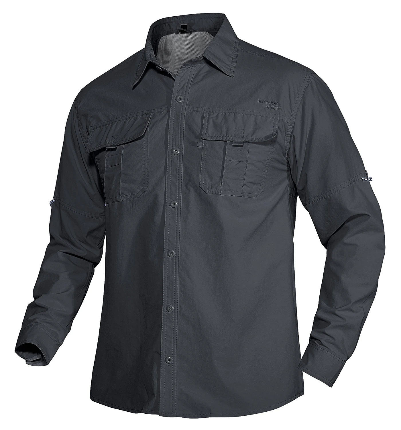 Wholesale Men's Nylon Fishing Shirt Quick Dry Tactical Hiking Shirts Long Sleeve Outdoor Cargo Shirt