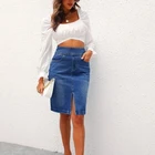 Jean Skirt Skirts Wholesale Jean Skirt Women High Quality High Wist Slit Hem Long Denim Skirts