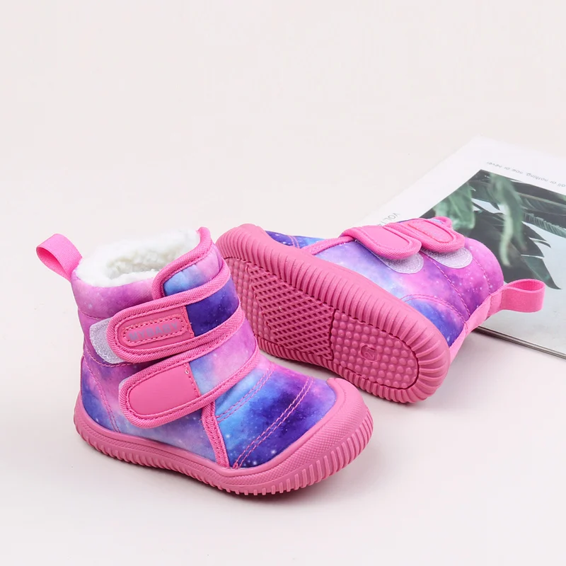 High Quality Baby Boots Winter Soft and Warm Rubber Sole Anti-slip Ankle Cover Little Boots rainbow Shoes for Kids details