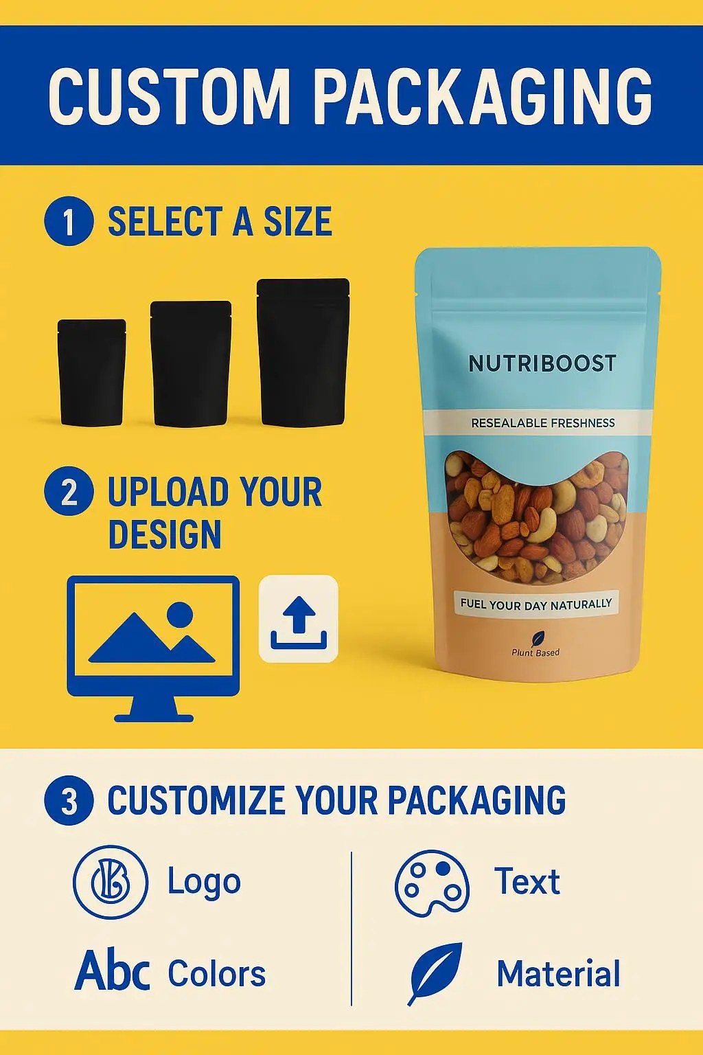Custom Printed Matte Finish High-Barrier Mylar Stand up Pouch with Resealable Zipper for 500g Nuts, Snacks, and Coffee - detail 10