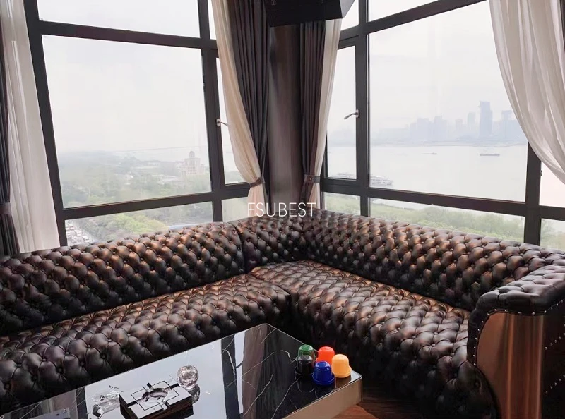 American Loft Style Aviator Genuine Buff Leather Classic Luxury Sofa