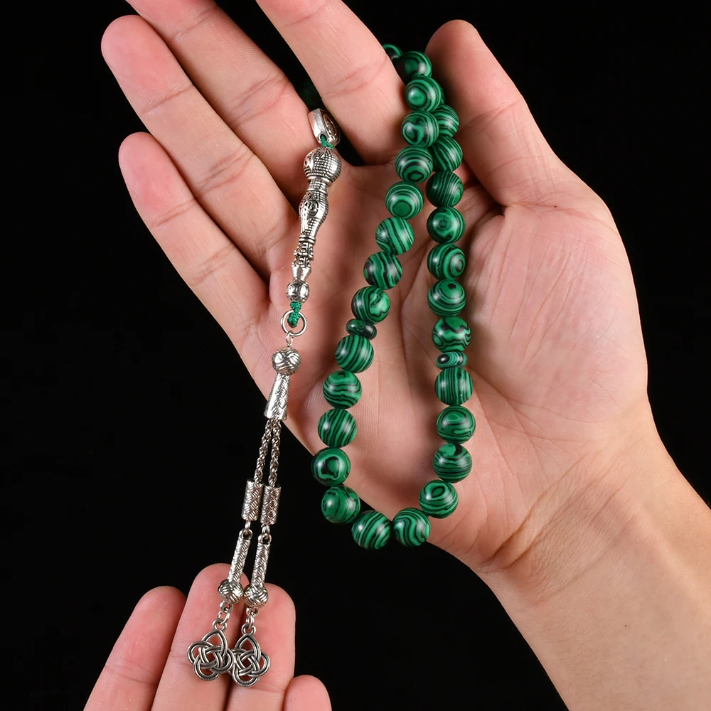 YS312  Islamic Tasbih Green Muslim Misbaha Arabic Fashion Bracelet Gift Accessories Masbaha Unisex Malachite Prayer Beads