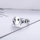 Finger Ring Rings Smiling Face Finger Ring For Women Men Party Punk Jewelry Opening 925 Sterling Silver Rings