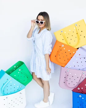 Hot Sale Women Wholesale Beach Waterproof Tote Bags Summer Rubber Large Fashion Eva Silicone Bogg Bag