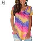 Tie Shirt 2021 Hot Selling Tie Dye T Shirt Casual V Neck Women 100% Cotton Custom Summer T Shirt