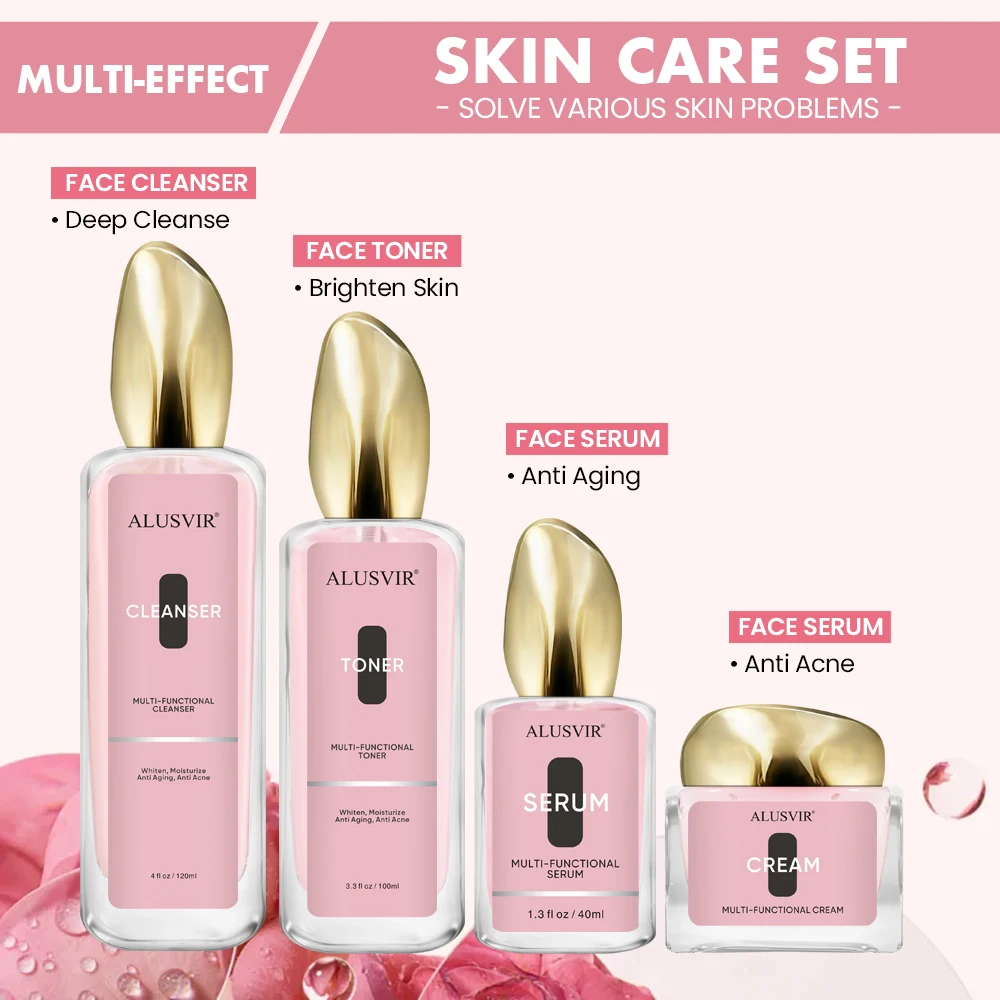 Korean Cosmetics Organic Skin Care Products Hyaluronic Acid Vitamin C Whitening Anti Aging Face Serum Cream Skin Care Set