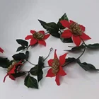 Lily New 3#2 Meters 6 Heads Bright Red Flannel With Small Water Lily Christmas Rattan