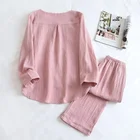 Long Sleeve Pajama Soft 100% Organic Cotton Long Sleeve Top And Pants 2pcs Set Women Pajama Set