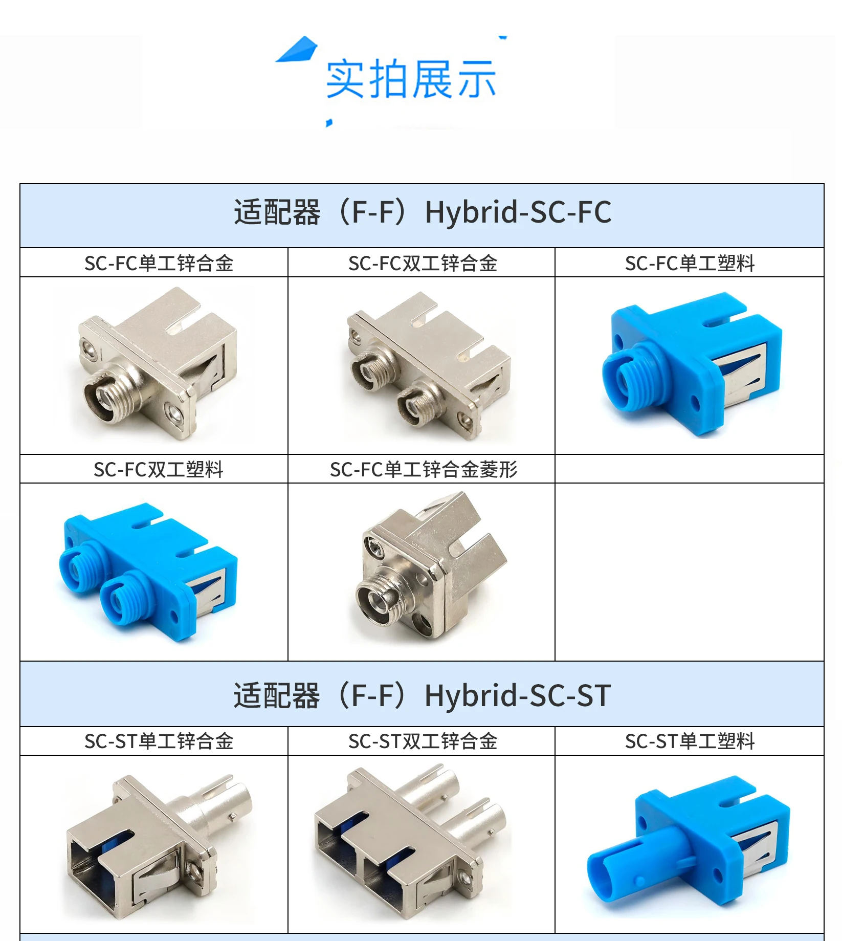 Wholesale Price China Manufacture Fiber Optic F-F Hybrid Adapter E2000-LC E2000-SC E2000-FC E2000-ST Simplex Hybrid Adapter