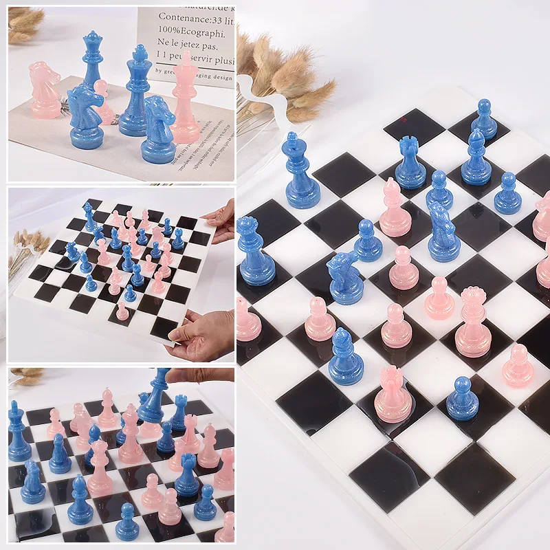 Wholesale Diy Handmade Chess Set Full 3d Checker Board Epoxy Resin