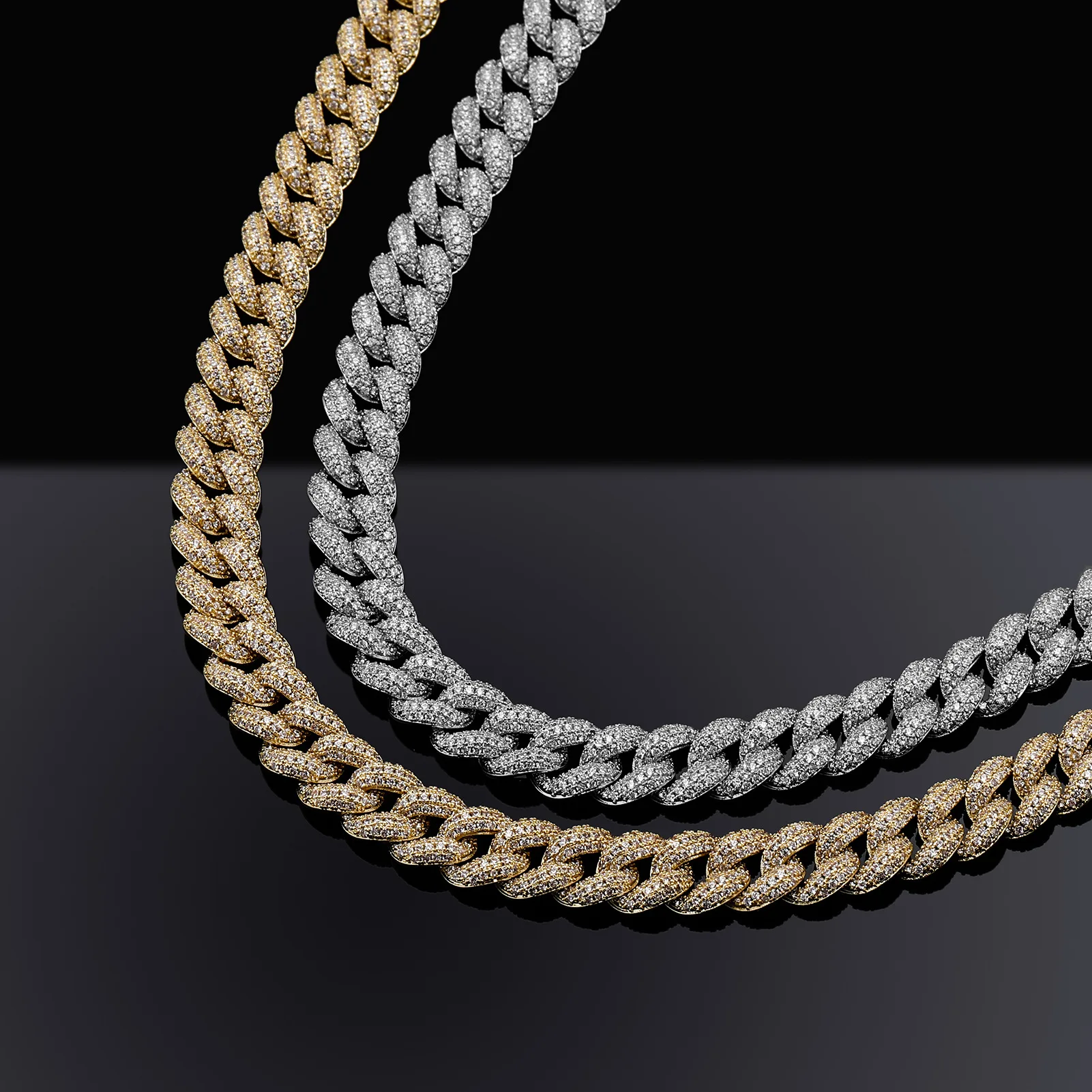 Hip Hop Iced Out 18K Gold Plated Bracelet 10mm Cuban Link Chain Jewelry Necklace Men Necklace Bracelet