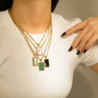 Jewelry Vintage Stainless Steel Jewelry Women's Necklace 2021 Color Opal Pendant Link Women's Gold Necklace