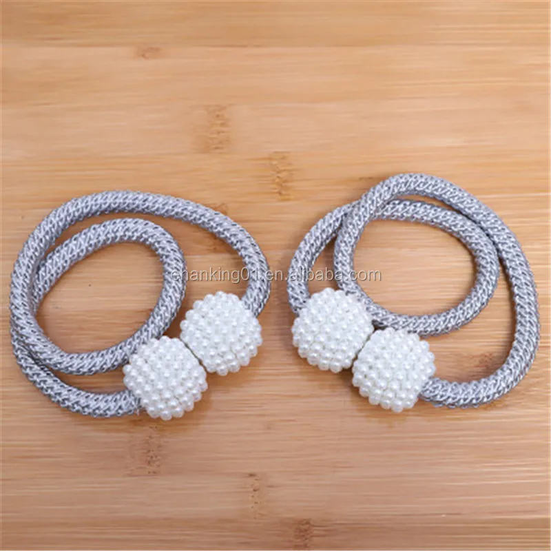 Pearl Magnetic Magnetic Ball Curtain Tie Rope Backs Holdbacks Buckle Clips Accessory Rods Accessoires Hook Holder R1567