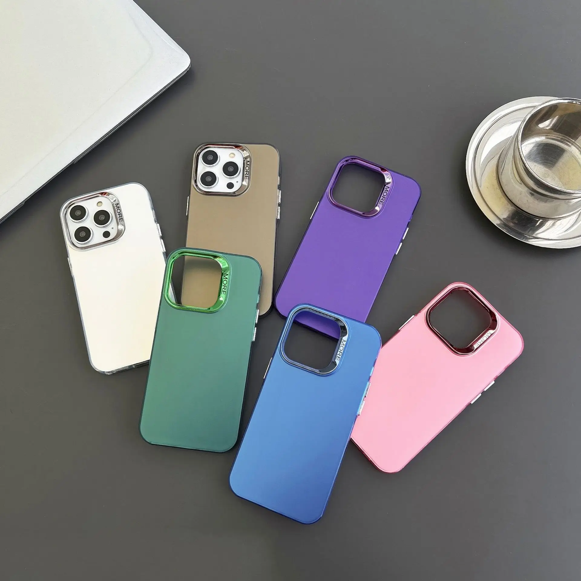 Suitable For IMD printing iPhone15 pro max double-layer color silver electroplating solid color matte Cover Phones Case