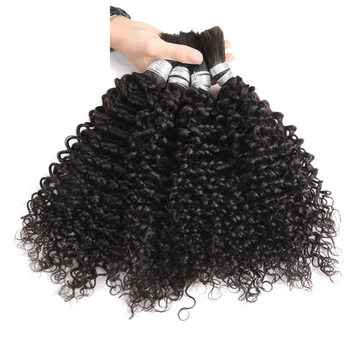 Afro Kinky Curly Human Hair Bulk For Braiding Mongolian Remy Hair Weaving No Weft Long Kinky Curly Human Hair Bundles Extension
