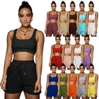 New 2021 New Women Clothing Summer 2 Piece Biker Short Set Outfit Sports Wear Jogger Set 2 Piece Sets