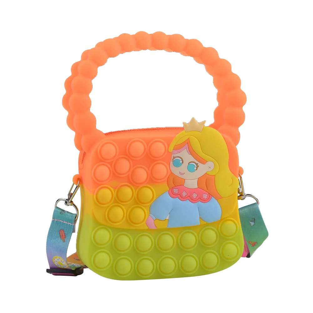 Lovely ladies bag fidget toys handbags silicone shoulder crossbody fidget it push bubble pop itting bags for girls