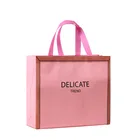 Bags Printed Logo Luxury Fashion Orange Laminated Non- Woven Fabric Gift Carry Shopping Bags With Custom Printed Logo
