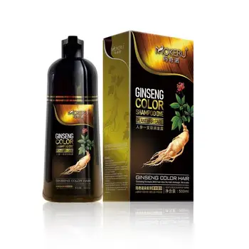 Mokeru natural ginseng hair dye anti hair loss shampoo brown ginseng custom black color hair shampoo 3 in 1 500ml