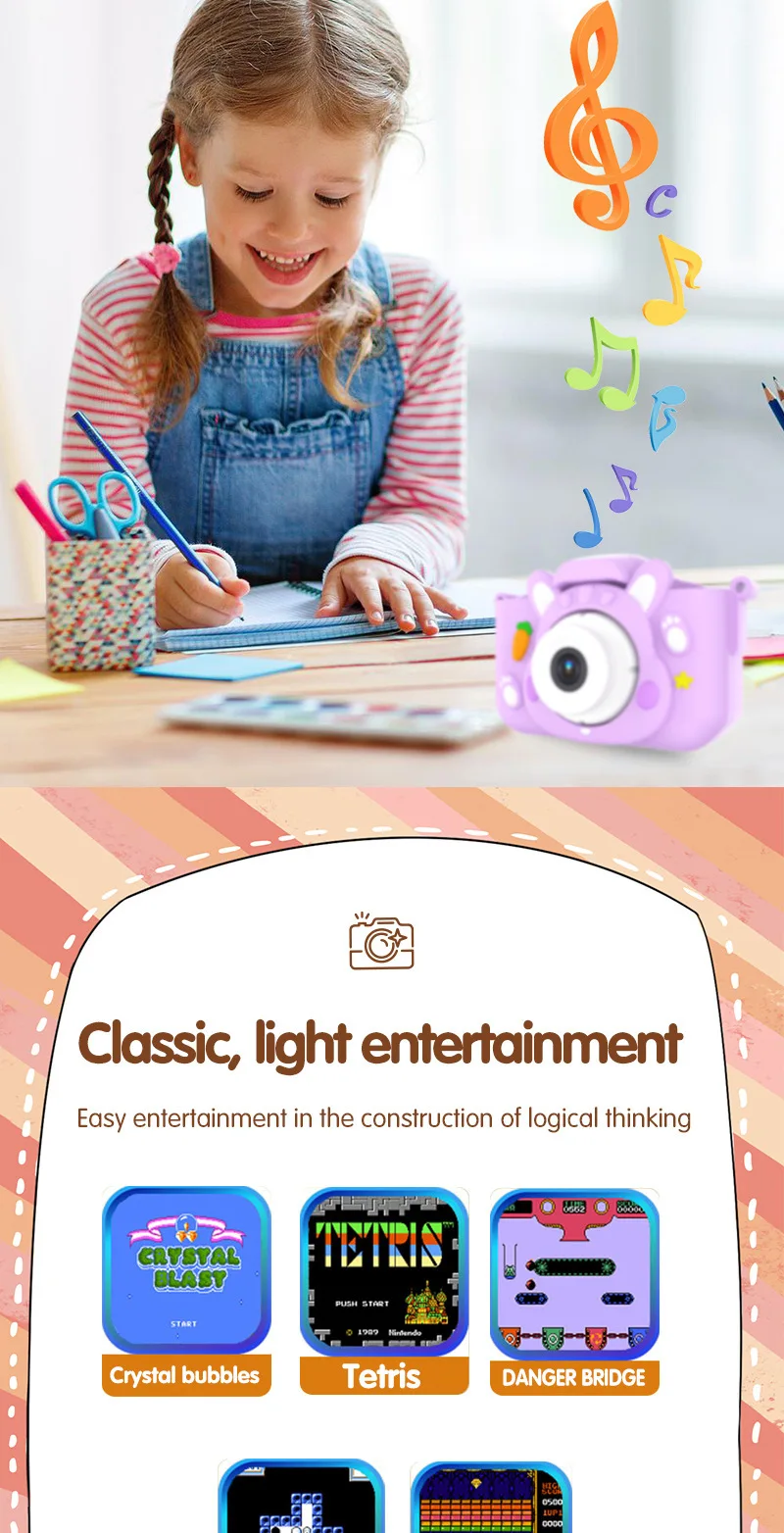 儿童相机数码2英寸屏幕即时小相机数码迷你单反可爱玩具儿童相机圣诞礼物