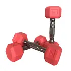 Rubber Coated Solid Steel Cast Hex Weights Dumbbells For Muscle Toning Home Gym