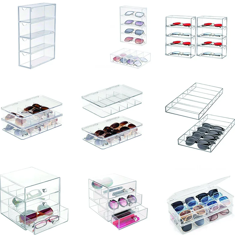 High Quality Customized Transparent Acrylic Eyeglass Storage Box Foldable and Multipurpose Plastic Case for Modern Home Use