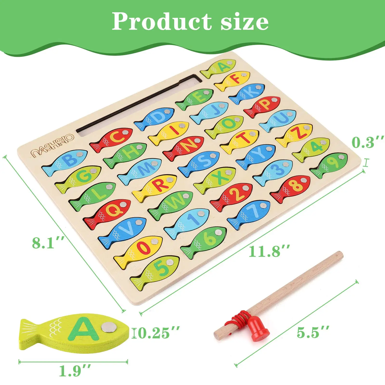 Children Wooden Toys Magnetic Games Fishing Toy Game Kids 3D Fish