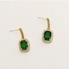 Gem Earring Earringsearrings Hyacinth 925 Silver Needle Emerald Square Gem Big Crystal 14K Gold Plated Earring