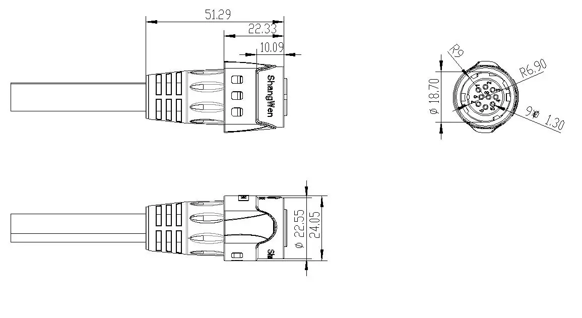 M19 Series Industrial Outdoor 3+9pin 2pin 3pin 4 Pin 5 Pin 6pin 9pin Male Connector