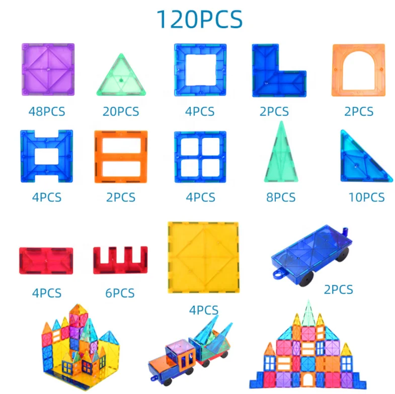 New Star-shape design 48pcs 78pcs 100pcs 120pcs magnetic building tiles BPA free magnetic blocks educational toys kids