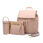 Diaper Bag Premium Vegan PU Leather Diaper Bag Stylish Pink Baby Diaper Backpack With Changing Pad For Mom