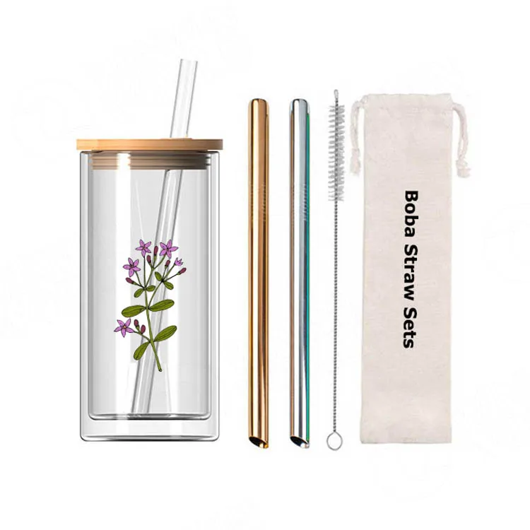 Sublimation blank glass boba tea cup,insulated travel cup smoothie glass tumbler with boba straws for smoothie,coffee,boba tea Sublimation blank glass boba tea cup,insulated travel cup smoothie glass tumbler with boba straws for smoothie,coffee,boba tea