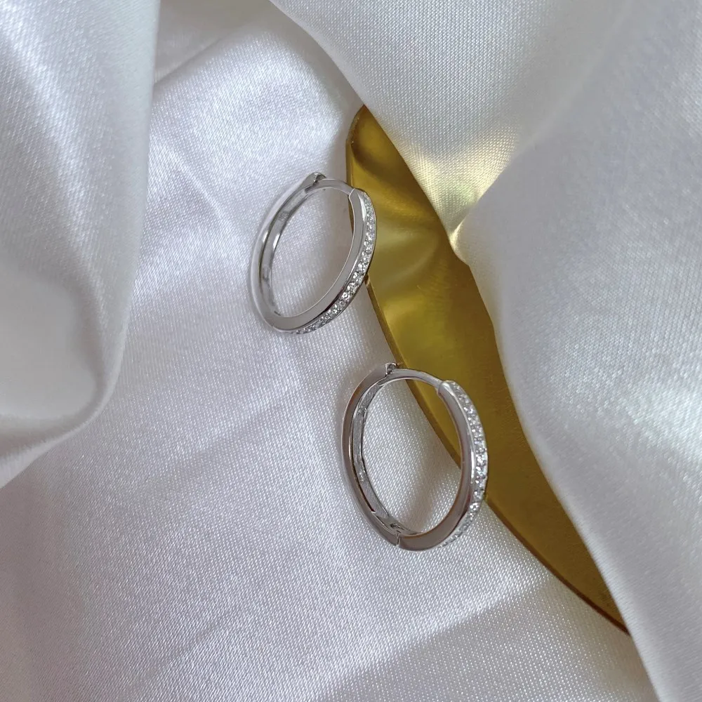 Wholesale 18mm Small 925 Sterling Silver Hoop Earrings Diamond Hoop Vintage Earrings for Women