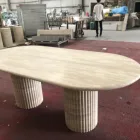 Oval Modern Design Home Decor Beige Natural Stone Oval Table Basse Travertin Travertine Marble Coffee Table