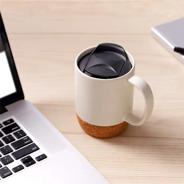 Wholesale hand made Reusable Sublimation Custom White Black Coffee Ceramic mug With Wooden Bottom