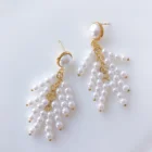 Pearl Jewelry Fashion Designer Crystal Pearl Beaded Tassel 925 Sterling Silver Pearl Drop Earrings Jewelry For Women