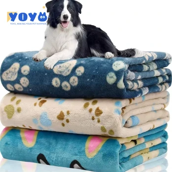 Custom Warm Cute Paw Prints Fluffy Premium Dog Blankets Throws Cat Flannel Fleece Puppy Bed Sofa Mat Pad Blanket