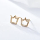 Earrings Huancai 2020 Crystal Hollow Out Crown Earrings Sweet And Lovely Flash Earrings Korean Fashion Cute Earrings