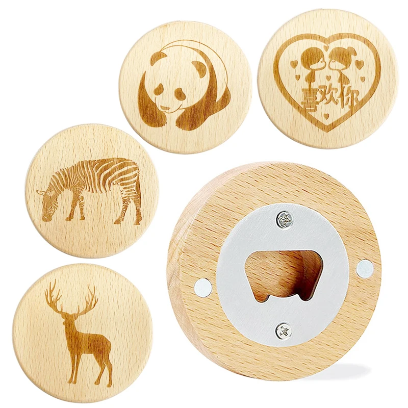 Custom fridge magnet round wooden bottle opener with logo Custom fridge magnet round wooden bottle opener with logo