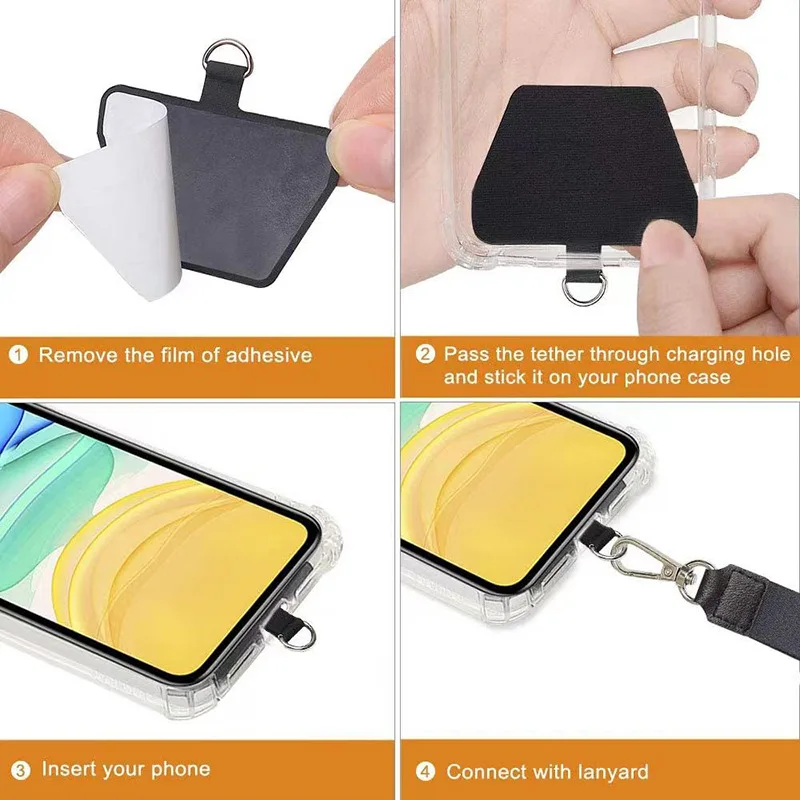 DIY Universal PU Tether Tab Pad Safety Mobile Phone Lanyard Strap Tether Pad Patch