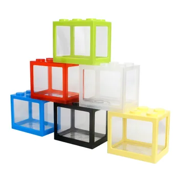 Stackable Mini Betta Tank Non-Toxic Plastic Desktop Aquarium, Multi-Color Eco-Friendly Fish Habitat for Home/Office