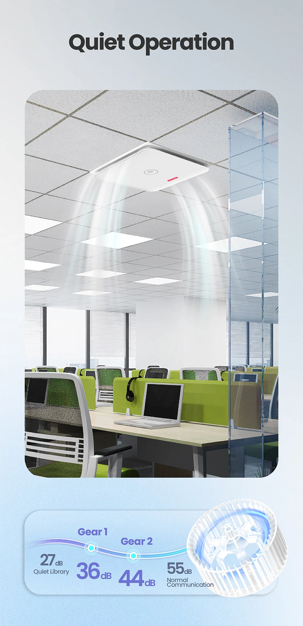 Ceiling Bathroom Ventilation Fan, A.C. Source, plastic - detail 4