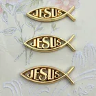 Chrome ABS 3D Silver Chrome Jesus Fish Car Badges Emblems Stickers Jesus Fish Logo Car Sticker For Custom