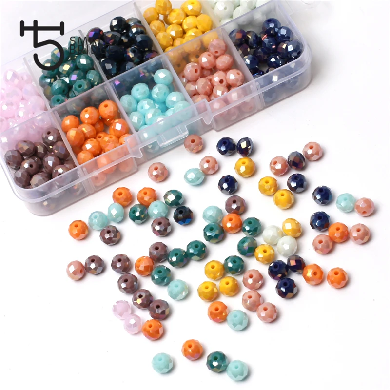 product amazon colorful glass crystal rondelle beads kit for jewelry making diy necklace beads diy jewelry mix loose spacer beads set-31