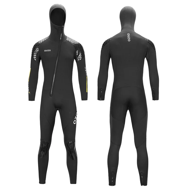3mm Thickened Neoprene Warm Men Keep Warm Dive Skin Snorkeling Swimsuit One-Piece Hooded Front Zipped Surfing Diving Wetsuit
