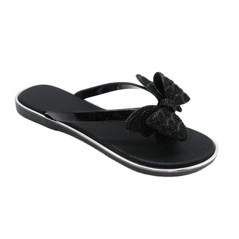 PVC bow women flipflops slippers wholesale summer OEM custom Logo cheap flip flops lady