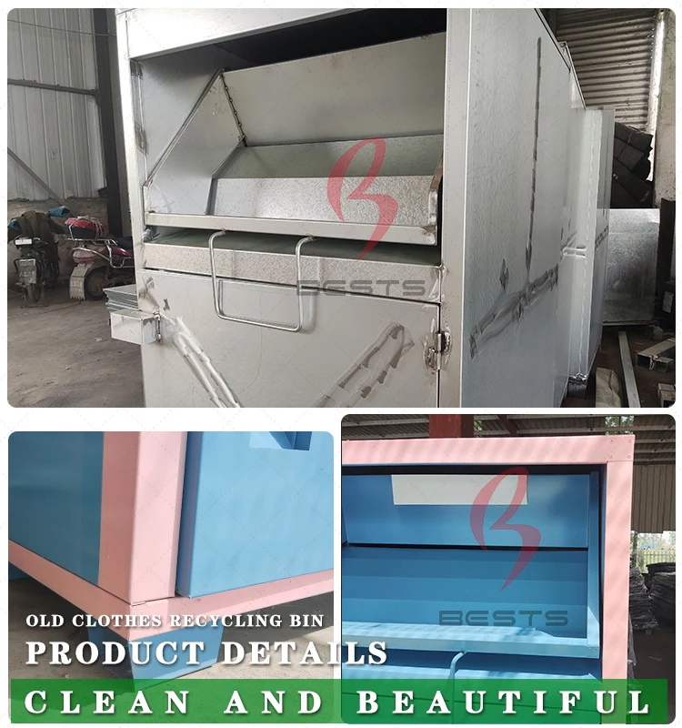 Factory Customized Large size China  Clothing Donation Box Steel Collection bin Drop Off Clothing Donation Bin