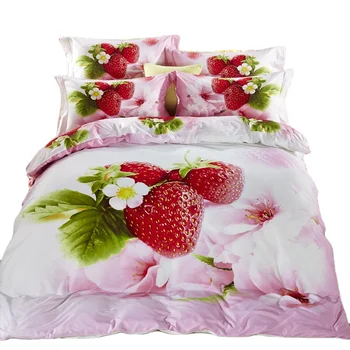 Factory wholesale digital printing pink flower duvet cover sheet sets bedding sets