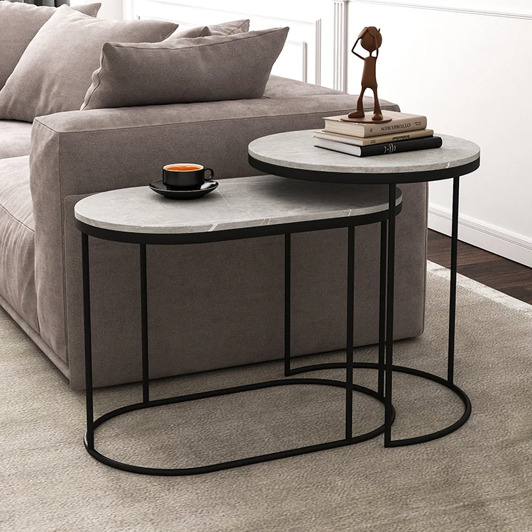 Top Hot Sale Furniture Modern Design Metal Leg Sintered Stone Small Coffee Table Side Table For Living Room