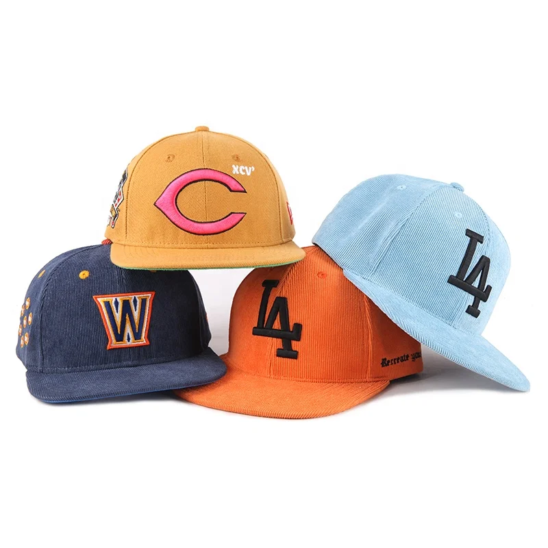 Plain Vintage Corduroy 5 Panel Cap Hat 